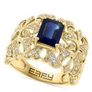 EFFY Sapphire and Diamond Filigree Ring - Blue